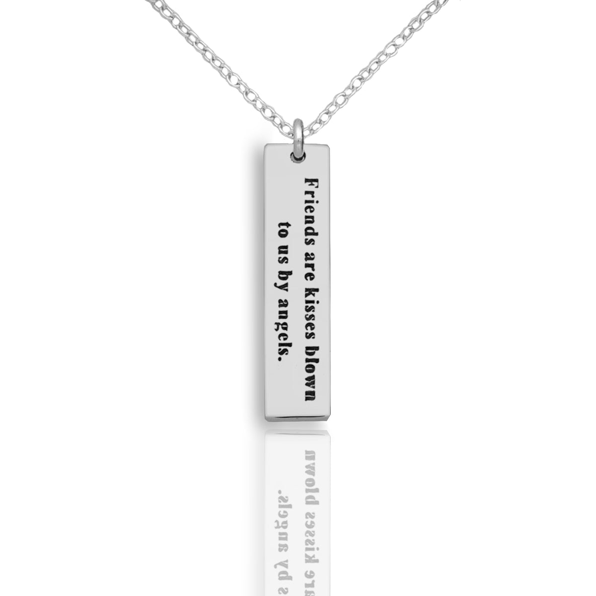 meaningful friend necklace sterling silver engraved quote bar with initial charm