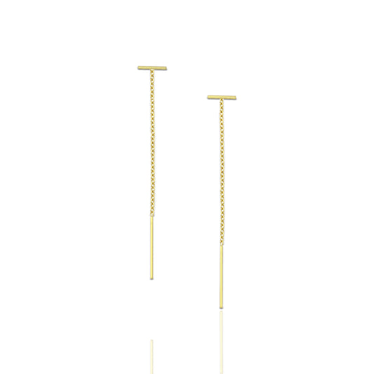 T-Bar Gold Chain Threader Earrings