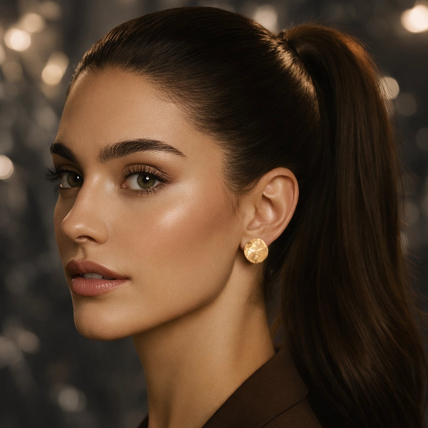 Mismatched Gold Dangle Hoop Earrings with CZ Evil Eye Charm