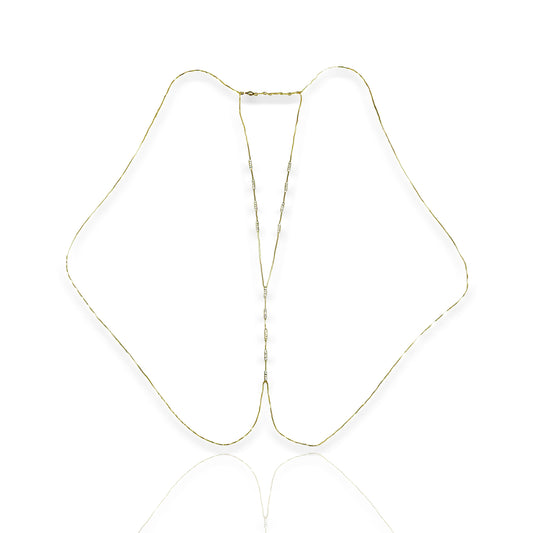 Elegant Body Chain with Cubic Zirconia Stones in 18K Gold Filled