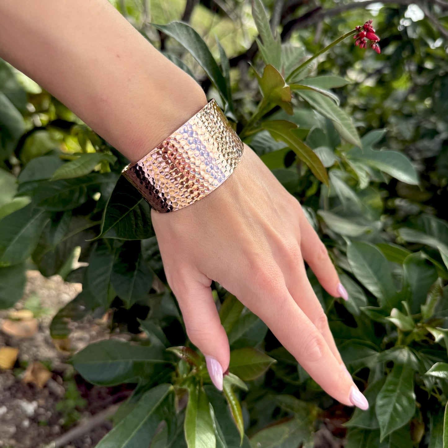 Tapered Hammered Solid Copper Cuff