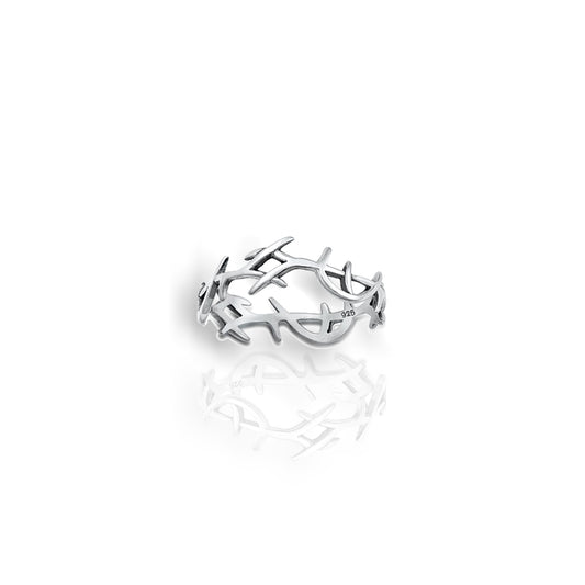 Jesus Crown of Thorns Ring in Sterling Silver