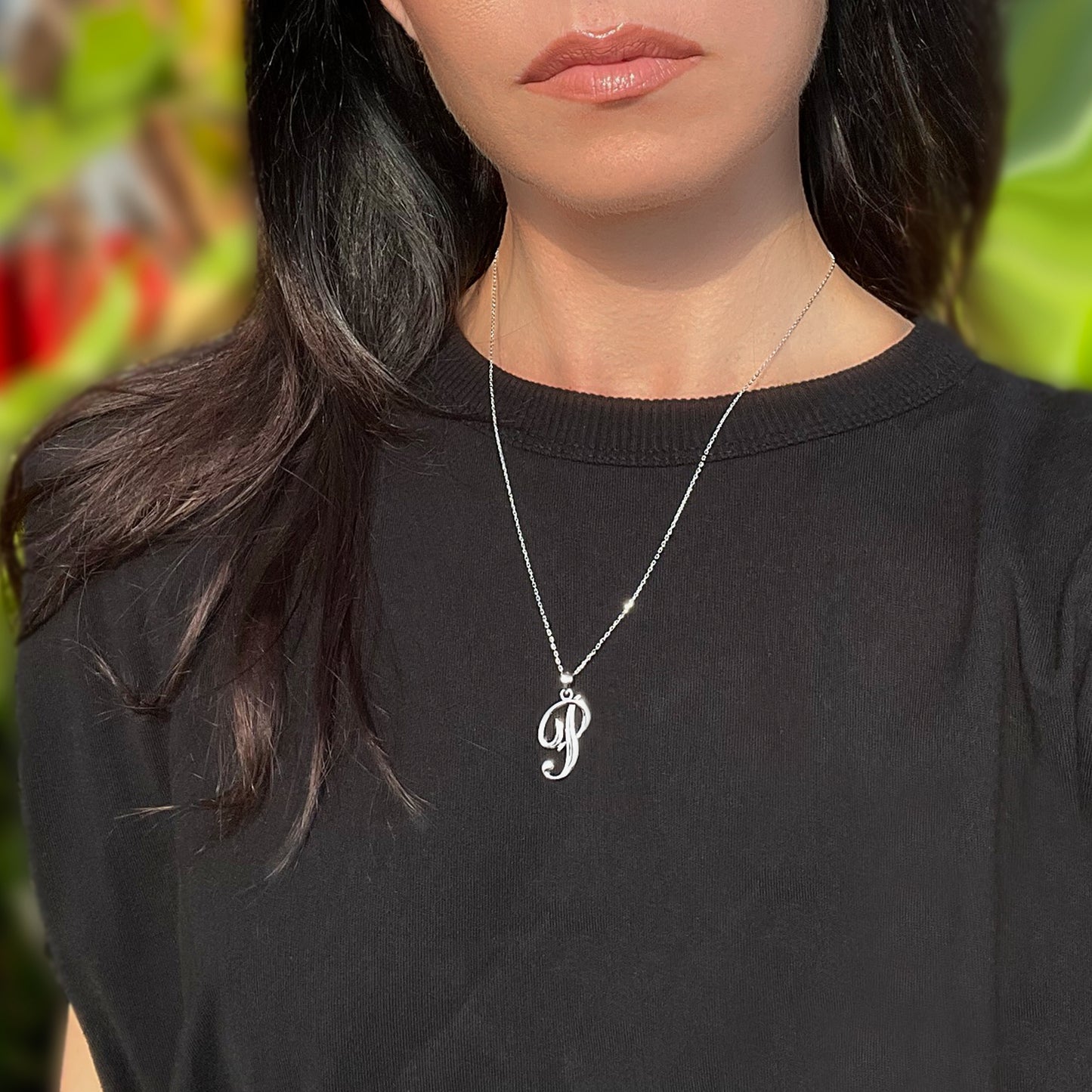 Large Initial Letter Pendant Necklace