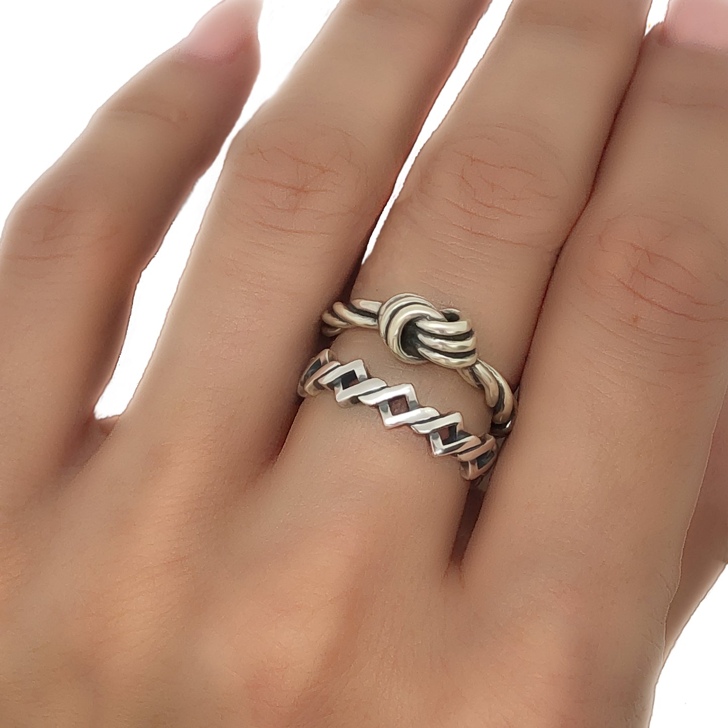 Celtic Knot Band Ring in Oxidized Sterling Silver