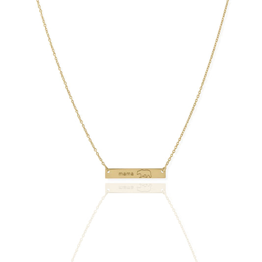 Mama Bear Engraved Horizontal Bar Necklace