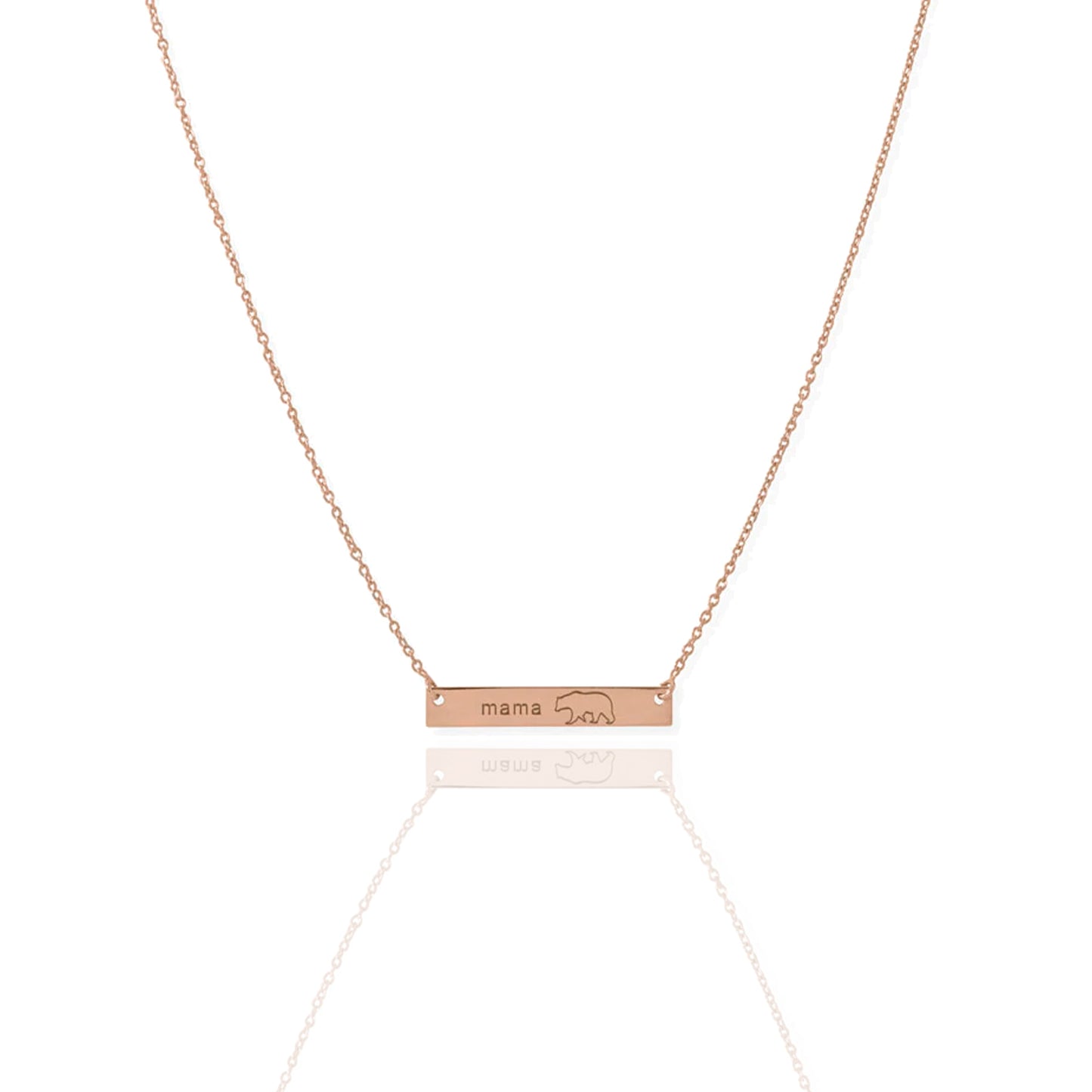 Mama Bear Engraved Horizontal Bar Necklace
