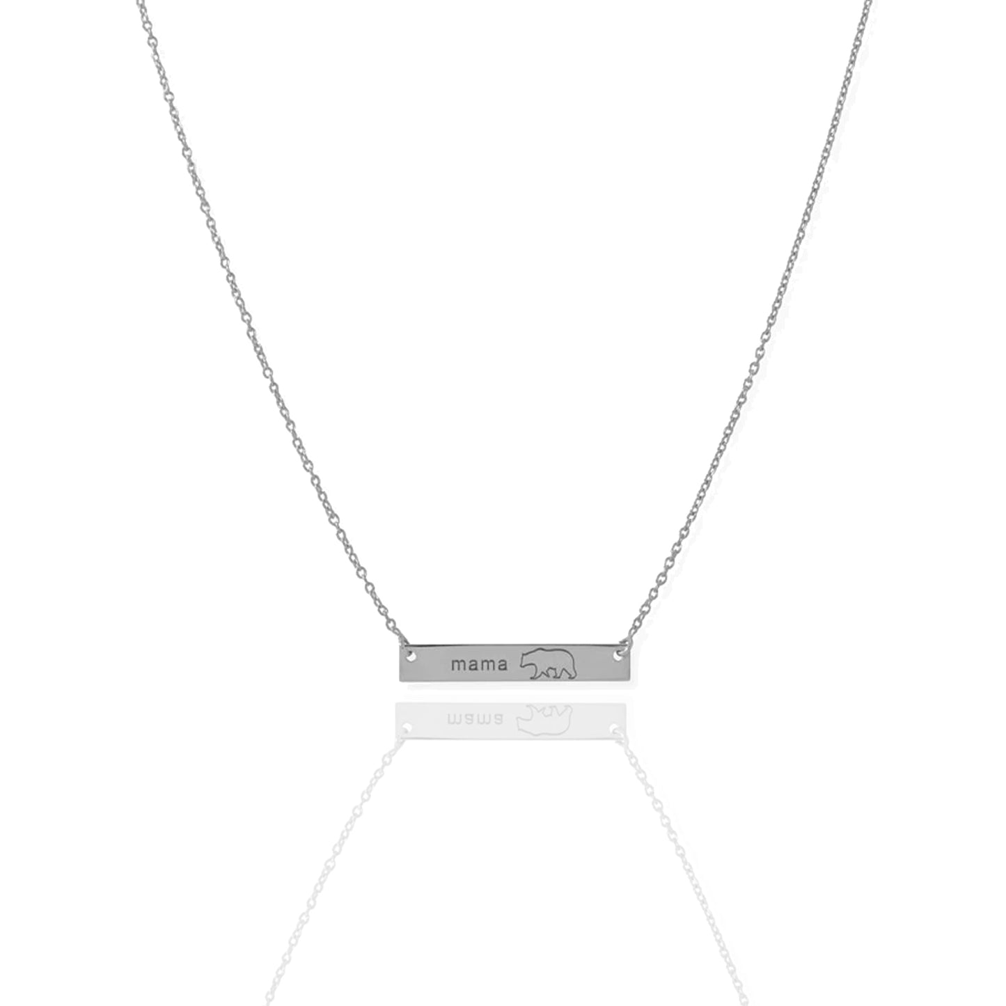 Mama Bear Engraved Horizontal Bar Necklace