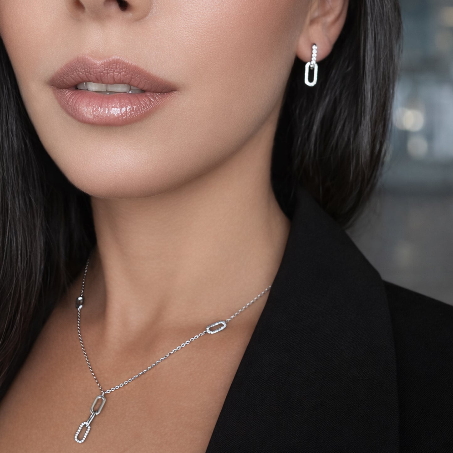 Conjunto de cadena de eslabones delicado y moderno