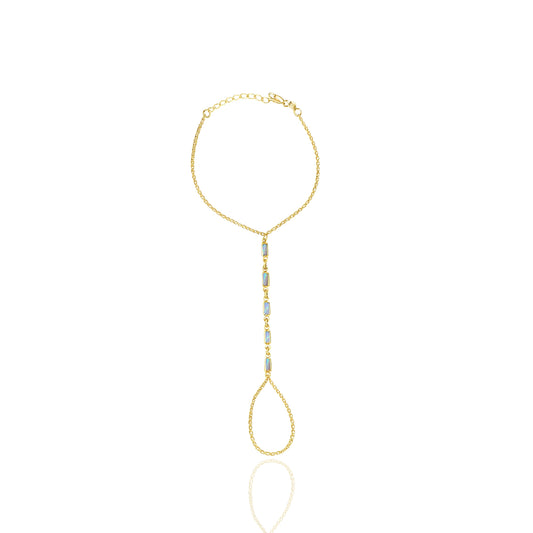 18k Gold Filled Mother of Pearl Hand Chain Harness • Adjustable Dainty Gold Finger Bracelet • Baguette Shell Bar Accents • Elegant Slave Bracelet for Women