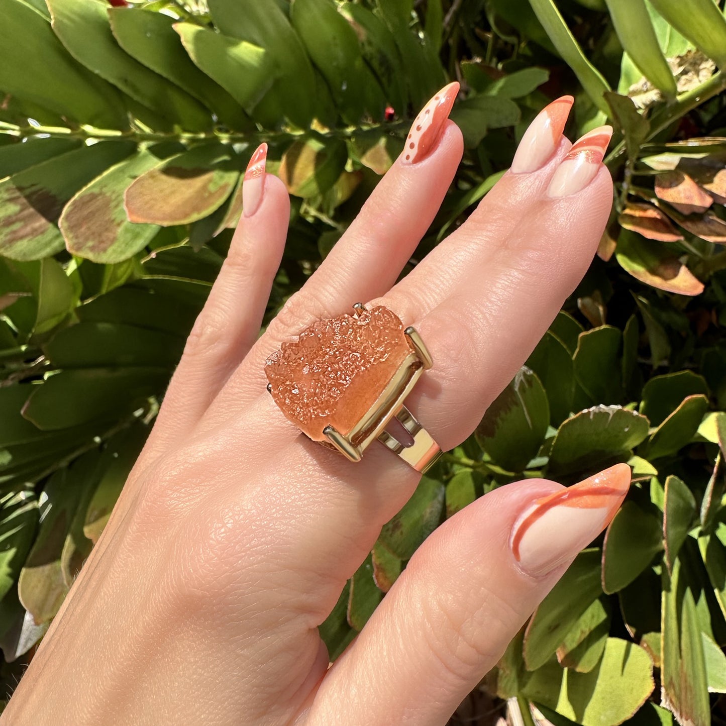 Raw Crystal Statement Ring with Rough Cuts