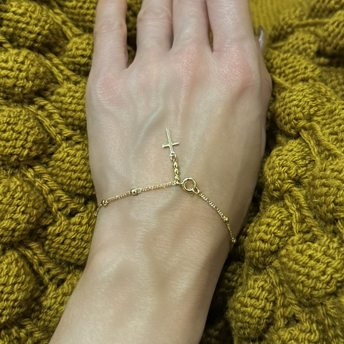 Timeless Beaded Bracelet with Dangle Cross Charm