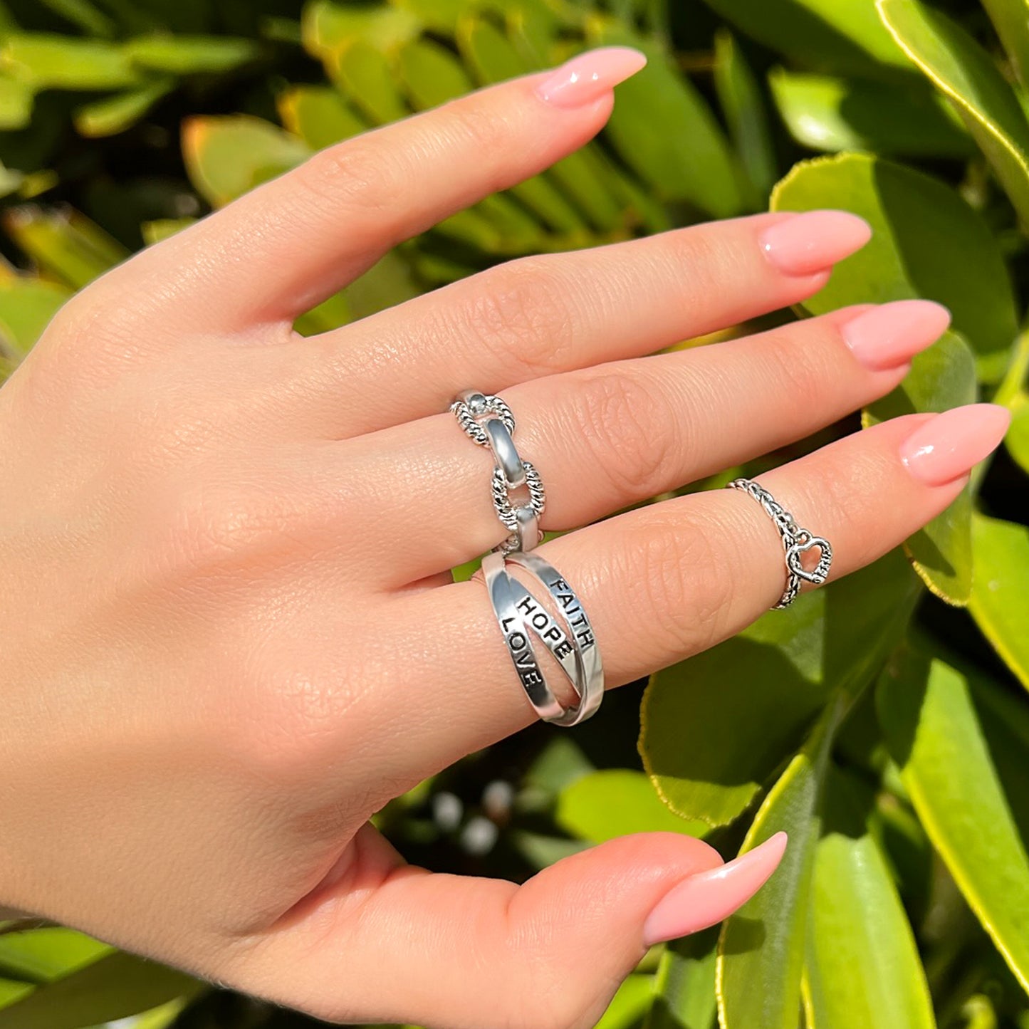 Faith Hope Love Rolling Ring Set