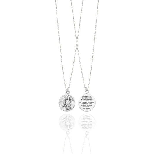 Serenity Prayer Engraved Reversible Pendant Necklace