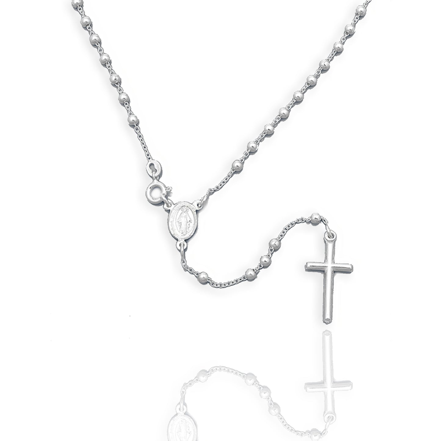 Rosary Lariat Necklace in Sterling Silver