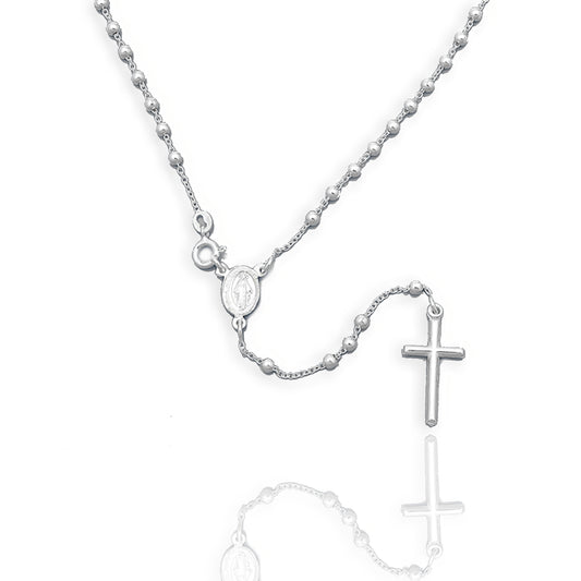 Rosary Lariat Necklace in Sterling Silver