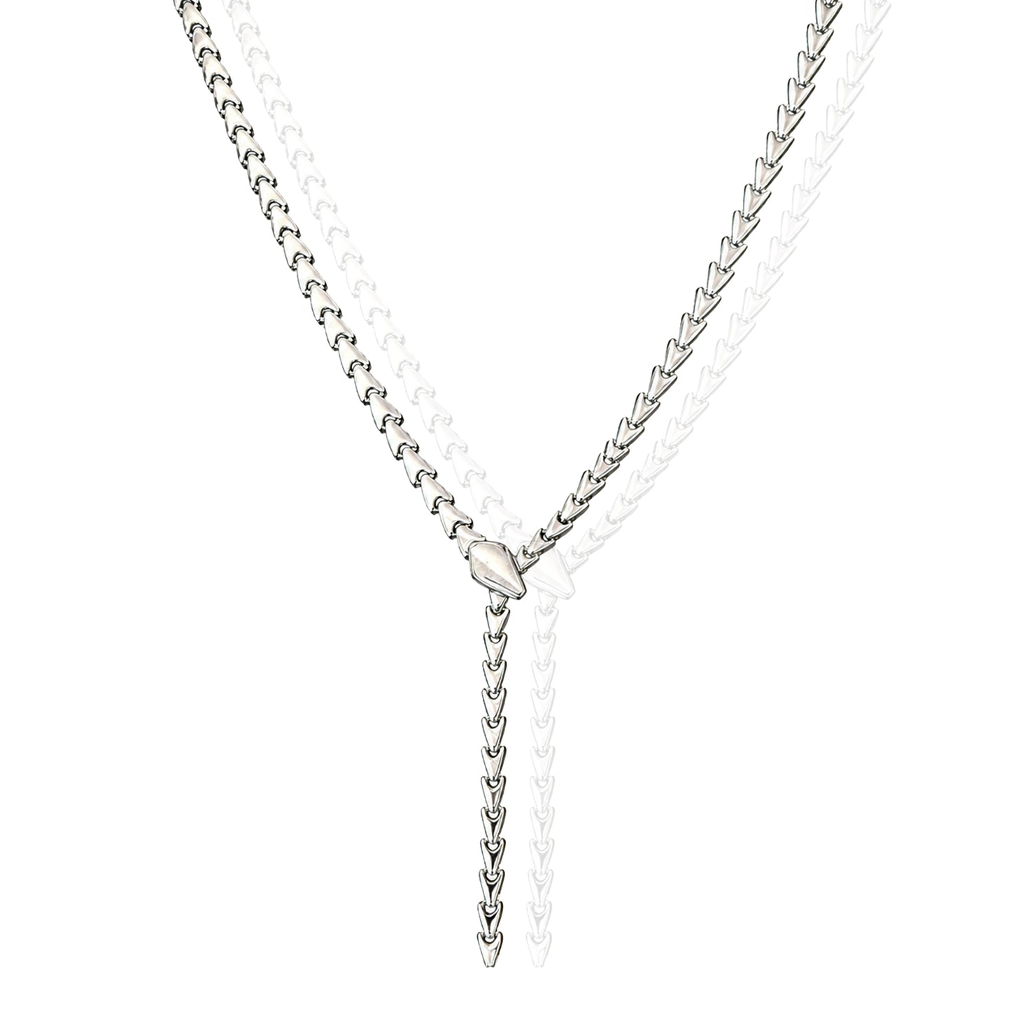 sterling silver snake chain y necklace with fixed drop and back clasp 