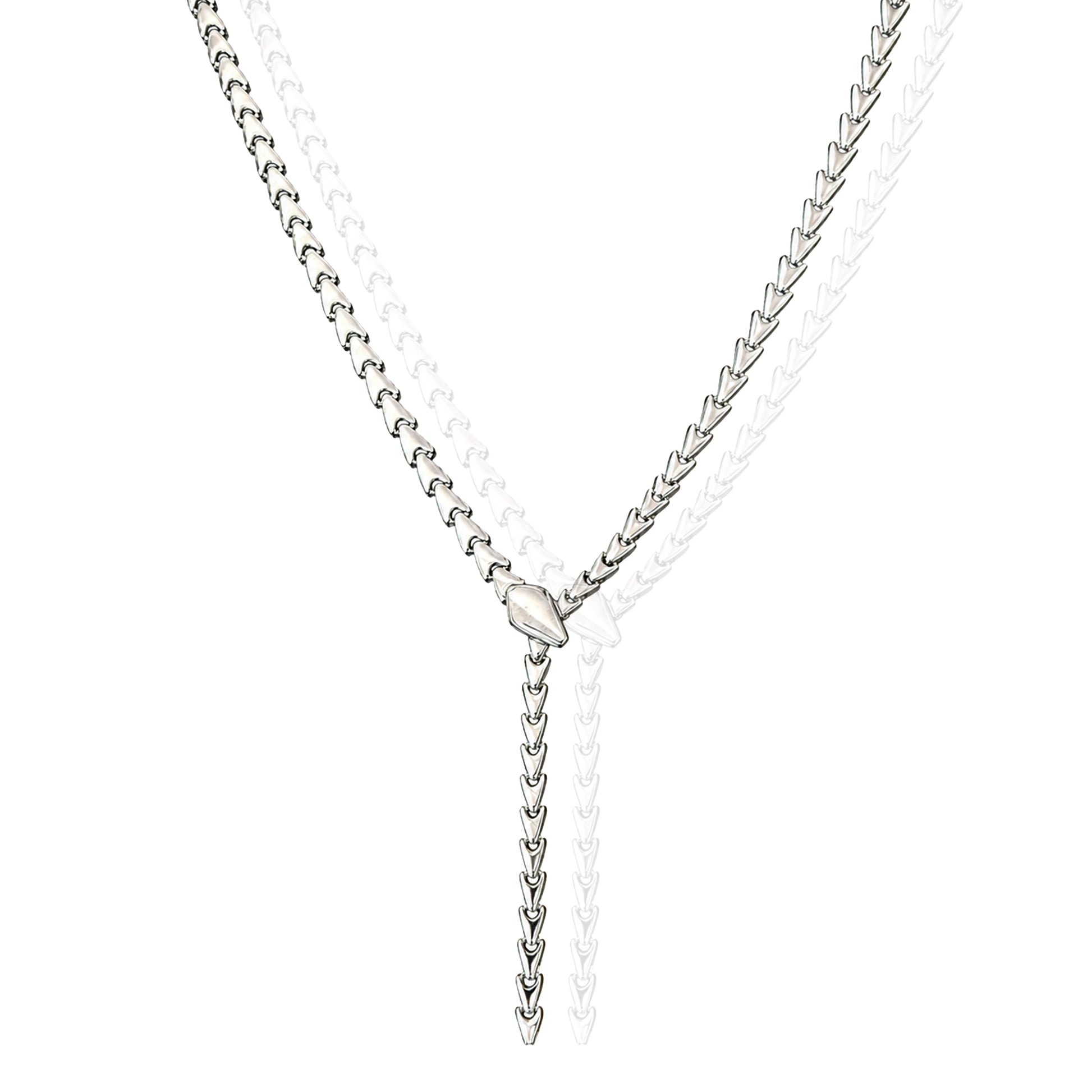 sterling silver snake chain y necklace with fixed drop and back clasp 