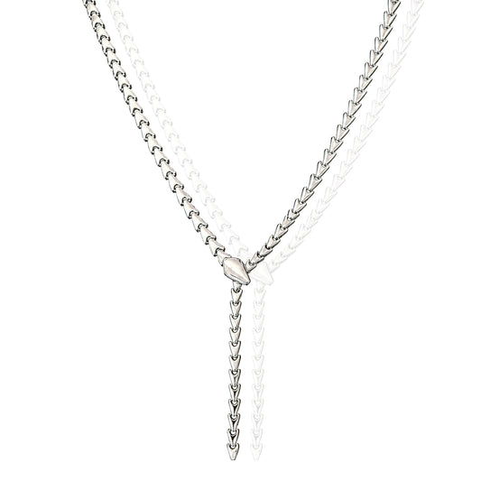 sterling silver snake chain y necklace with fixed drop and back clasp 