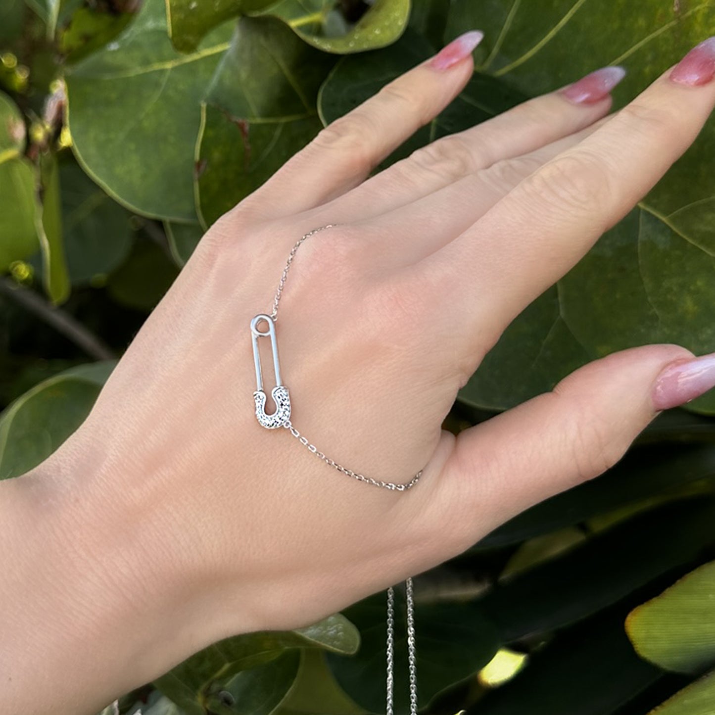 Pave Safety Pin Dainty Necklace