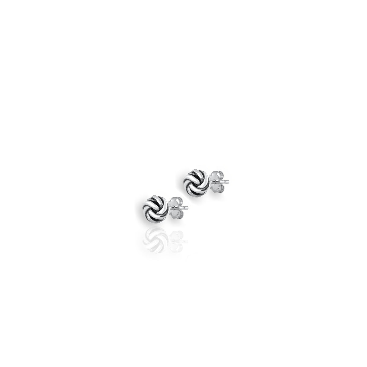 Delicate Celtic Knot Stud Earrings crafted from sterling silver.