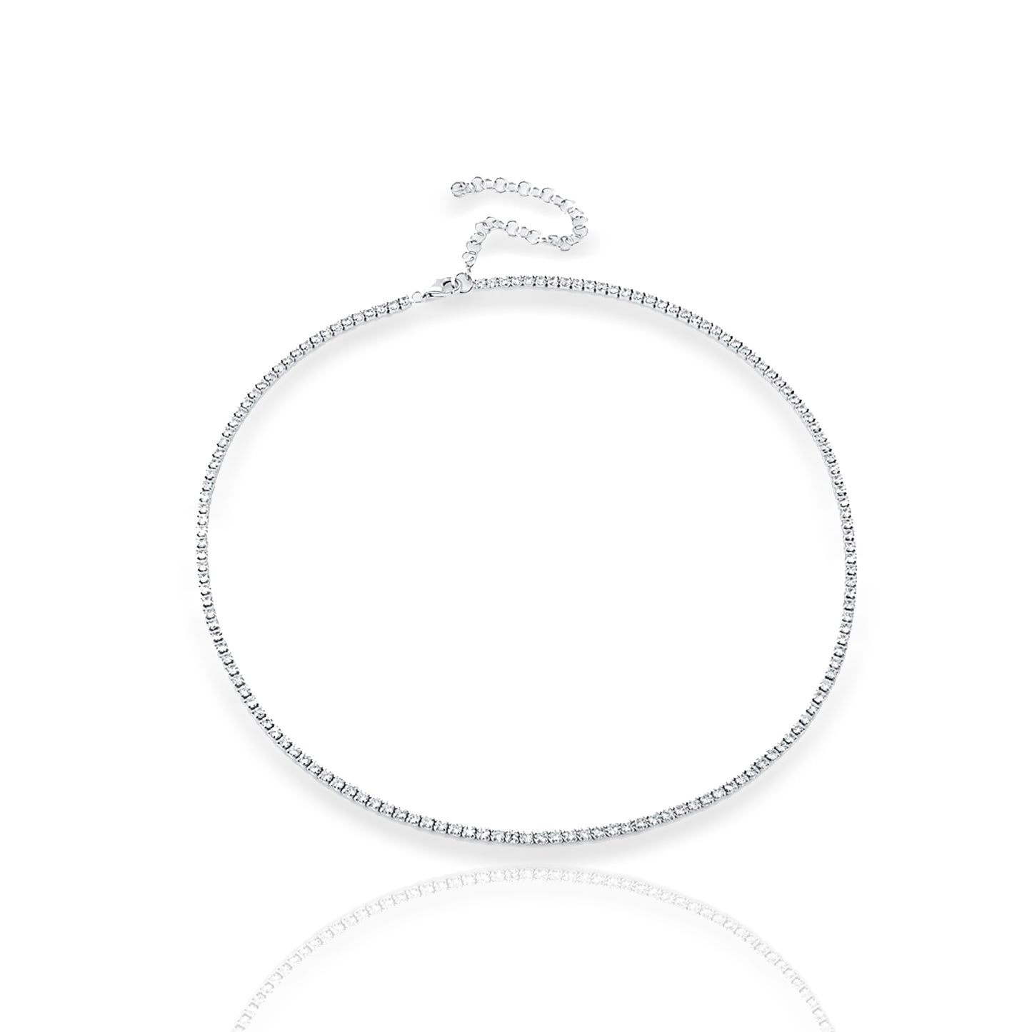 Sterling Silver Tennis Choker with Sparkling Cubic Zirconia