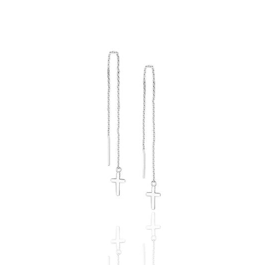 Add a touch of modern elegance with these minimalist chain earrings featuring a sleek dangle cross design. Perfect for everyday wear, these lightweight earrings are comfortable enough to sleep in and ideal for any occasion. Crafted from high-quality 925 sterling silver, they combine style and durability, making them a must-have accessory for her.