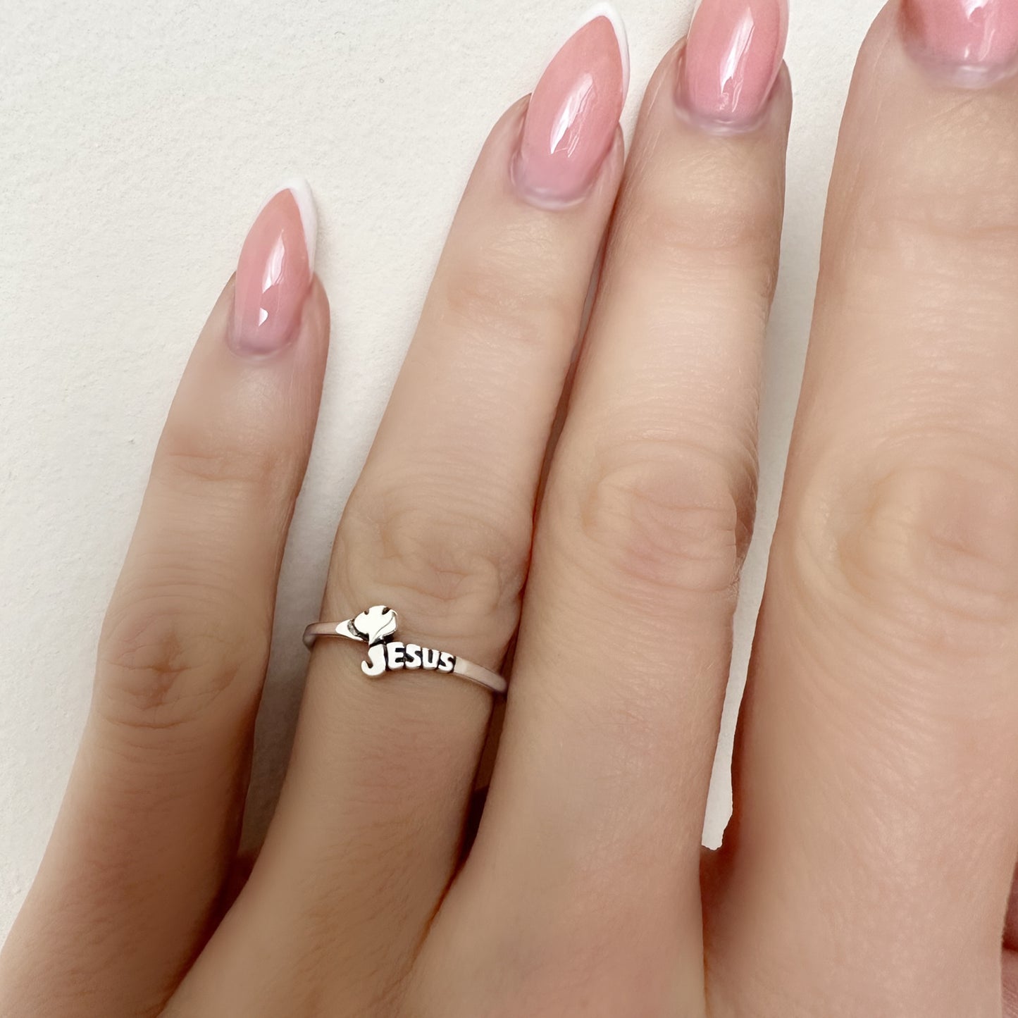 Jesus and Dove Tiny Christian Ring