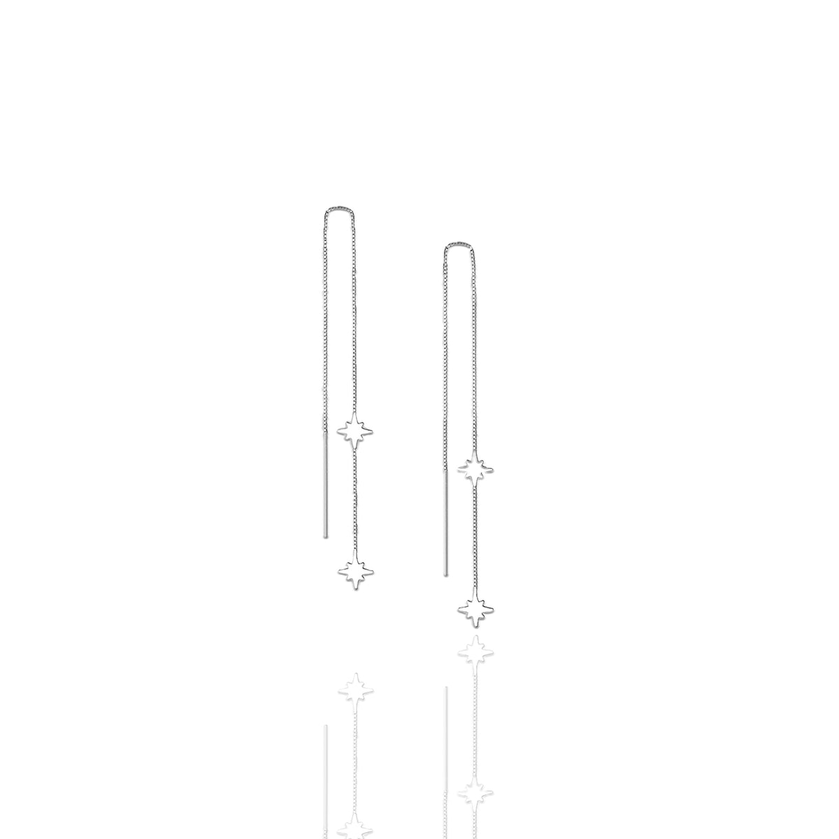 Celestial Star Threader Earrings in Sterling Silver