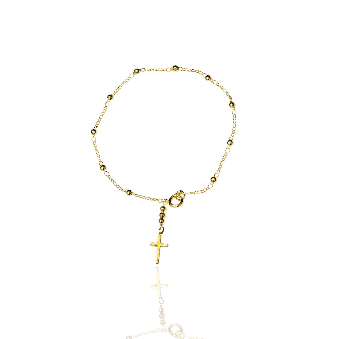 Timeless Beaded Bracelet with Dangle Cross Charm