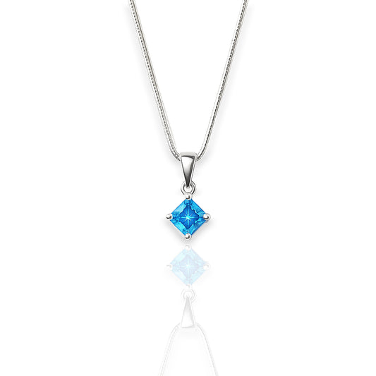 Rhombus Shape Birthstone Charm Necklace