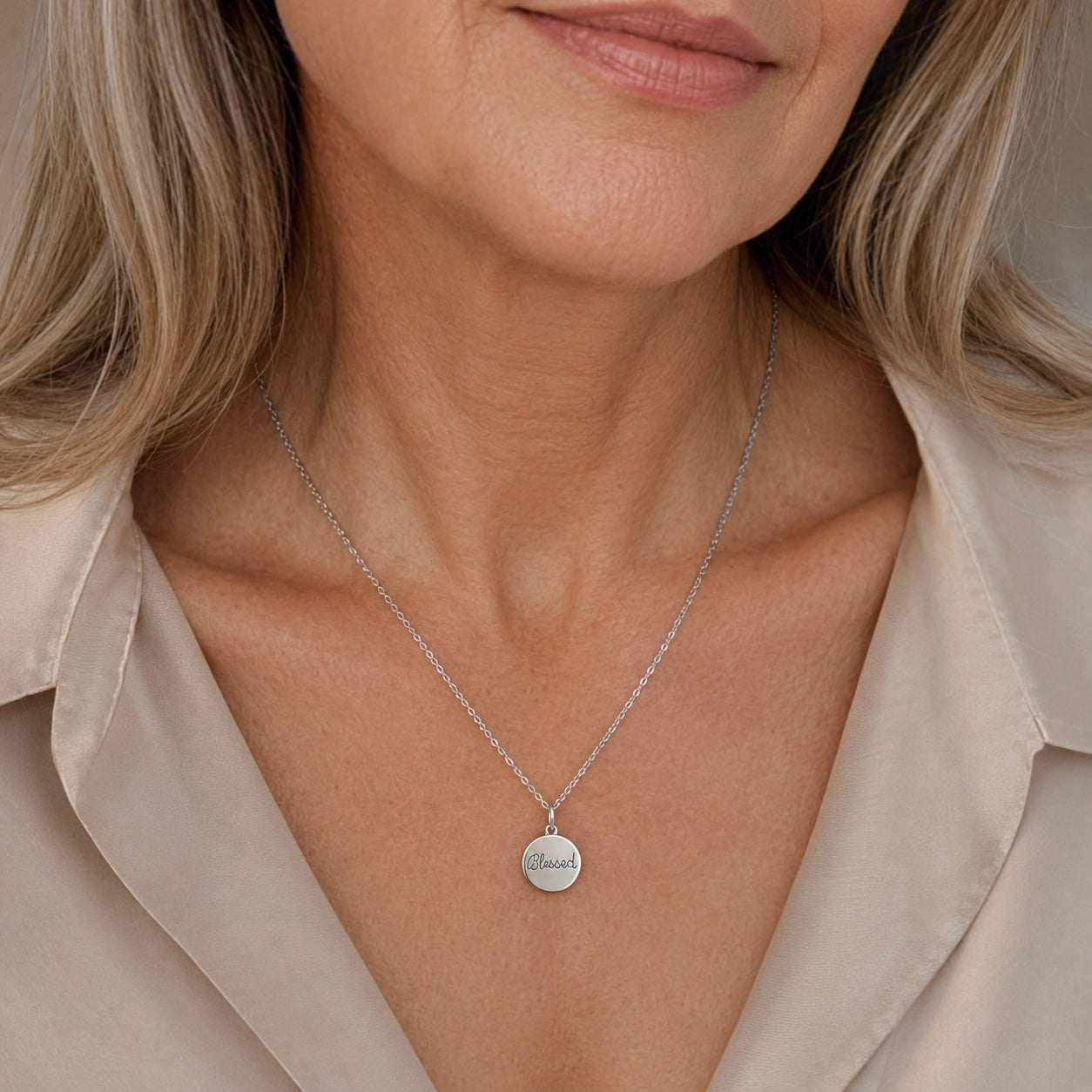 Blessed Engraved Medallion Necklace