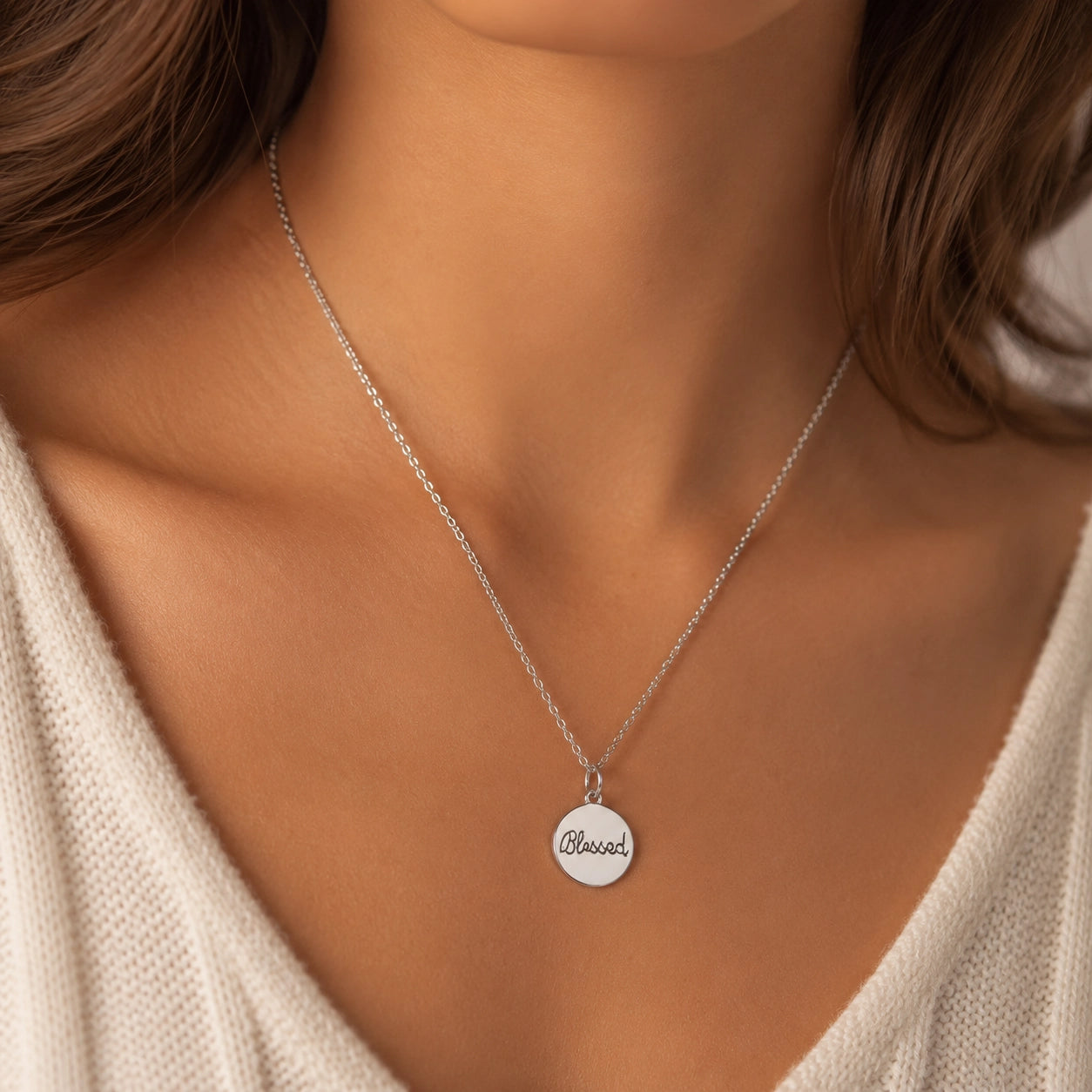 Blessed Engraved Medallion Necklace