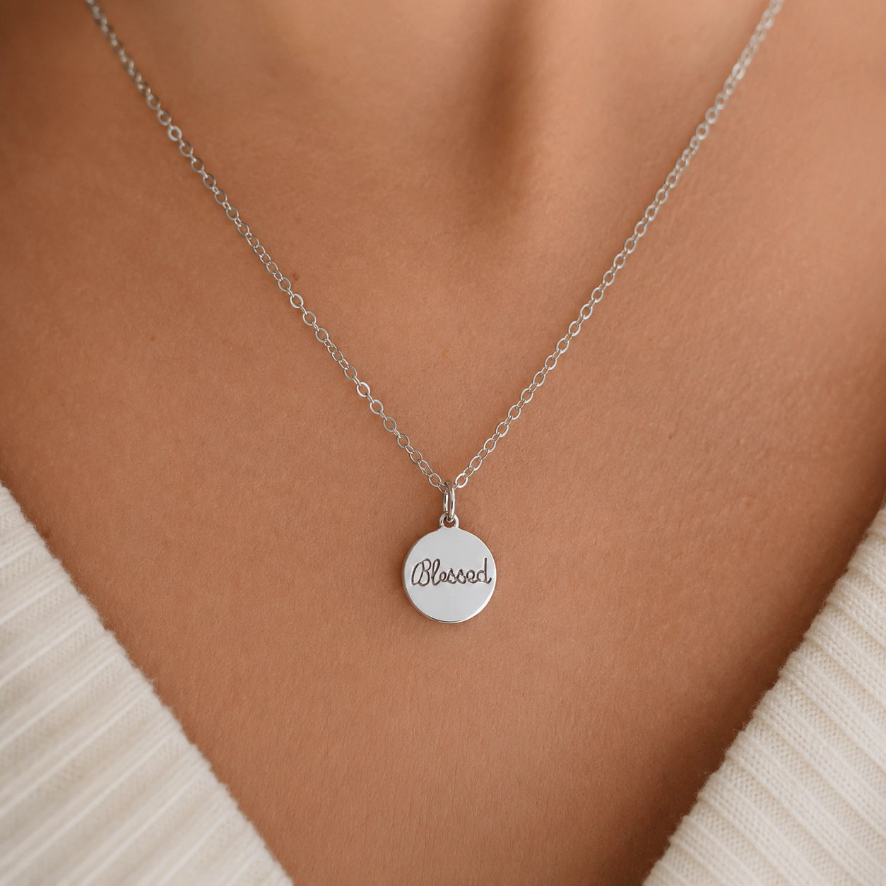Blessed Engraved Medallion Necklace