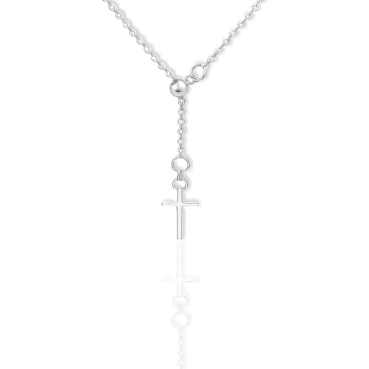Holy Cross Lariat Necklace in Premium Sterling Silver