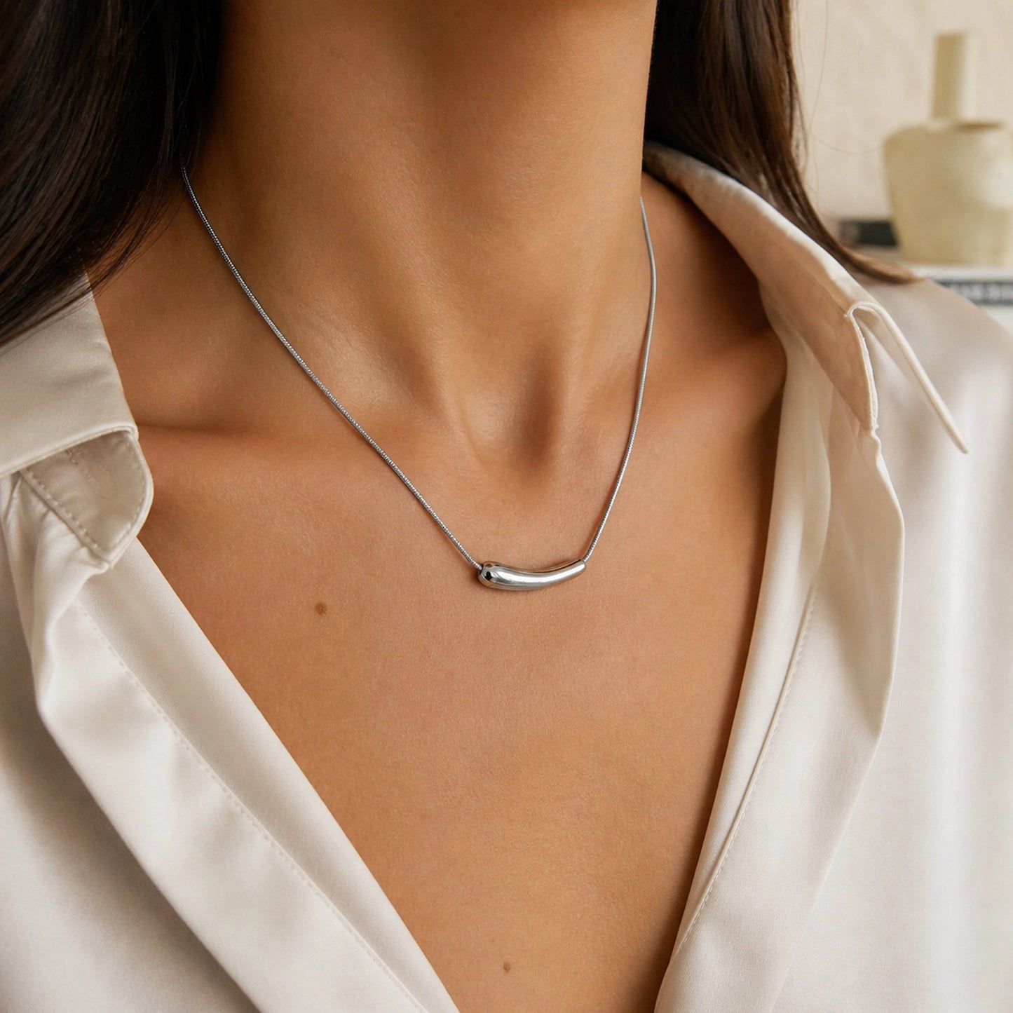 Sliding Bar Necklace in Sterling Silver