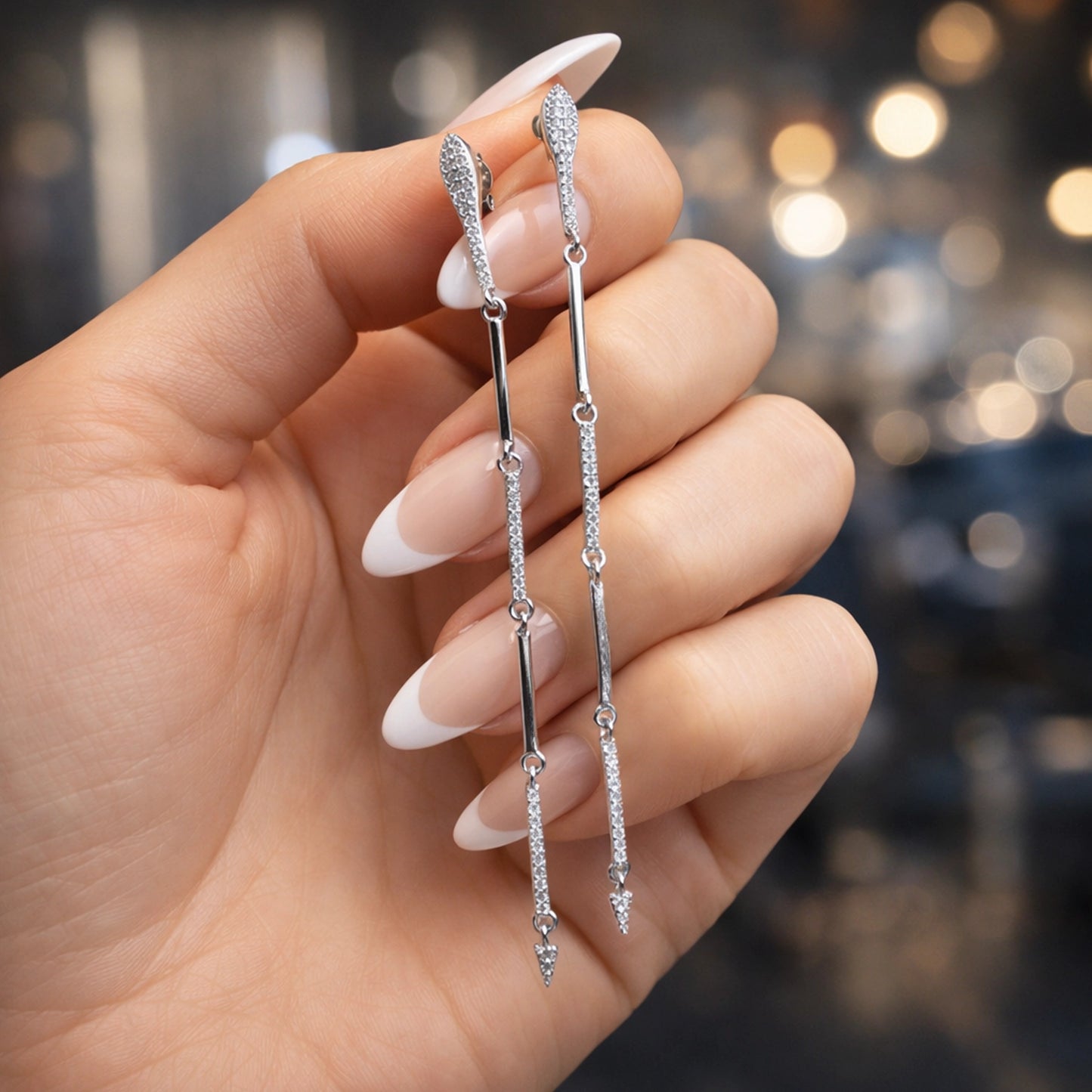 Elegant Snake Linear Earrings in Sterling Silver