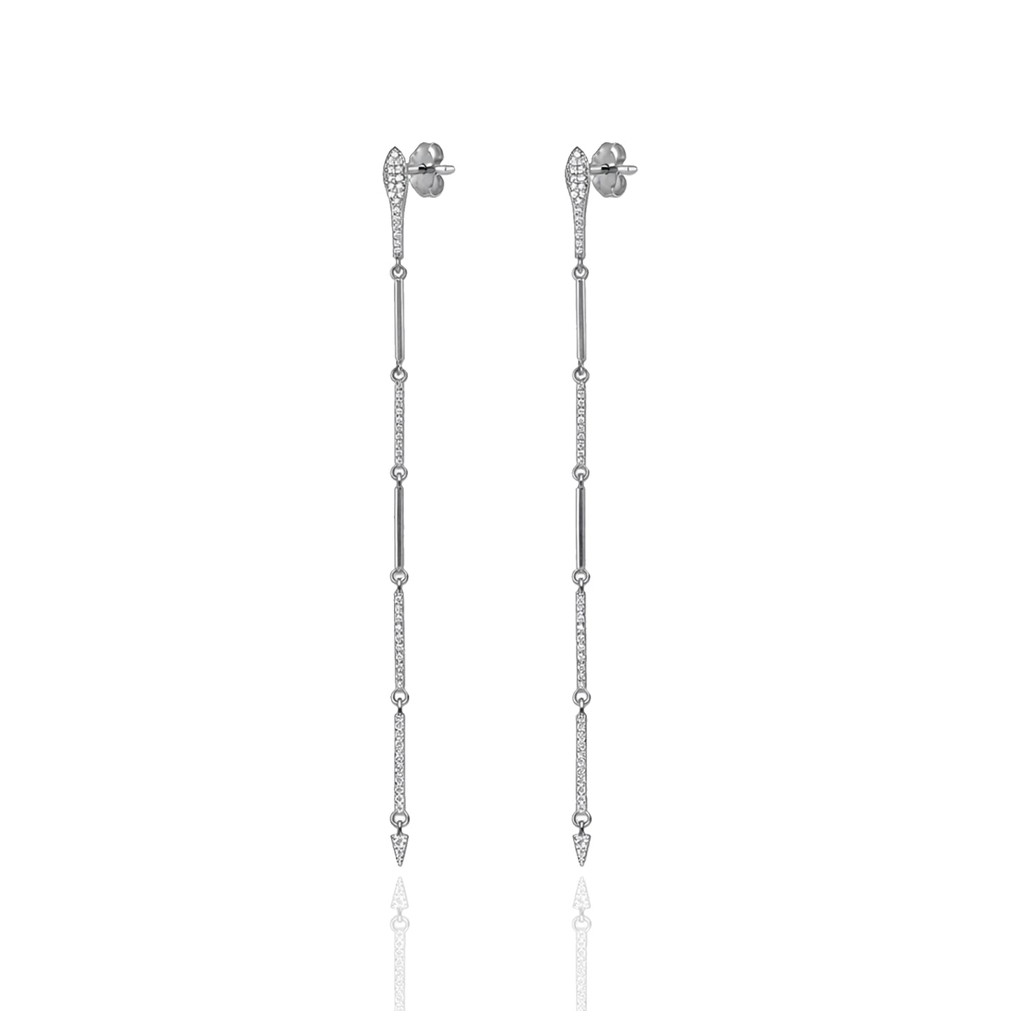 Elegant Snake Linear Earrings in Sterling Silver