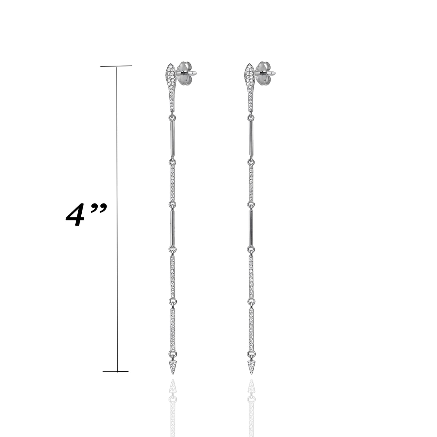 Elegant Snake Linear Earrings in Sterling Silver