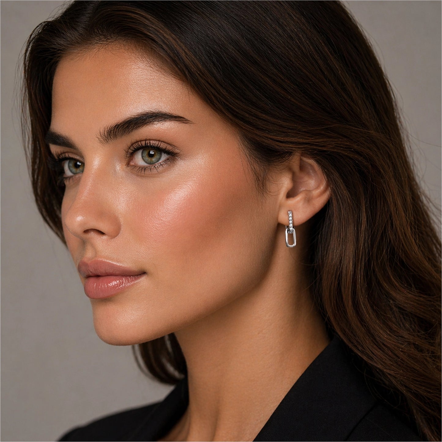 Convertible Double Link CZ Huggie Drop Earrings