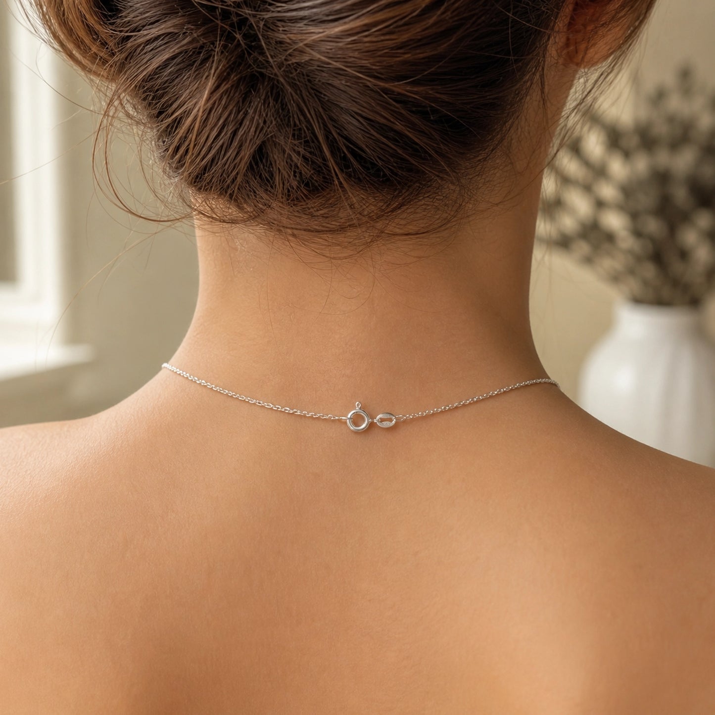 Paw Print Necklace with Initial Charm in Silver