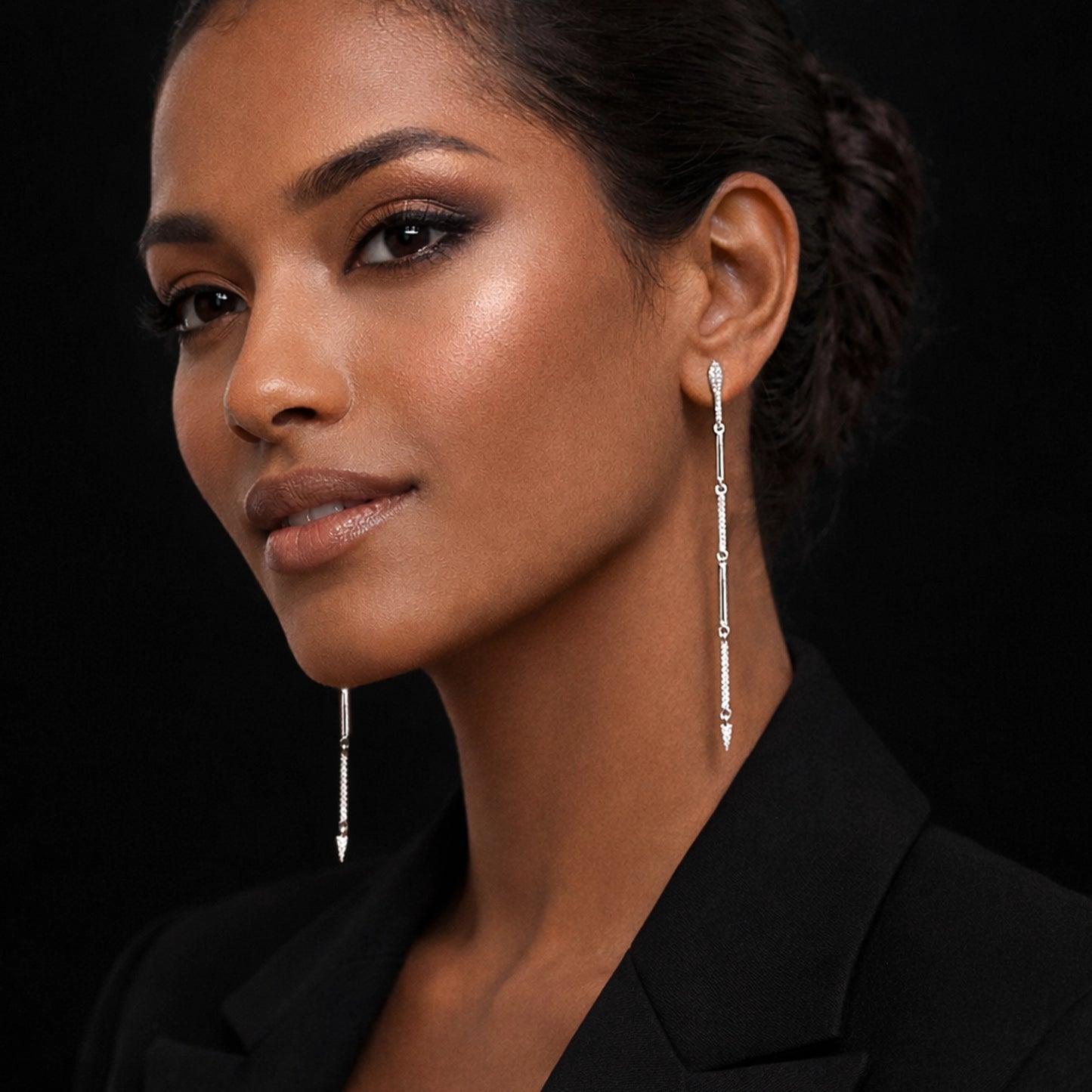 Elegant Snake Linear Earrings in Sterling Silver