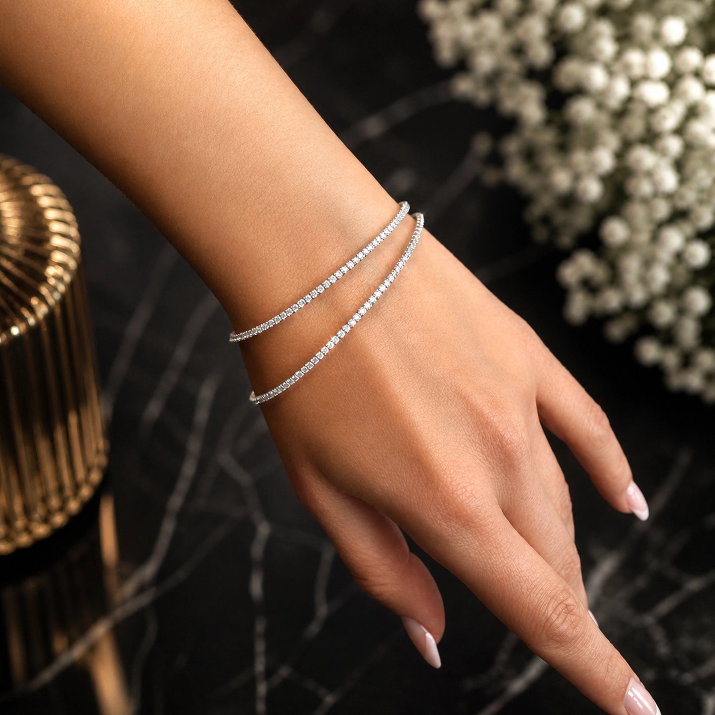 Sterling Silver Tennis Choker with Sparkling Cubic Zirconia