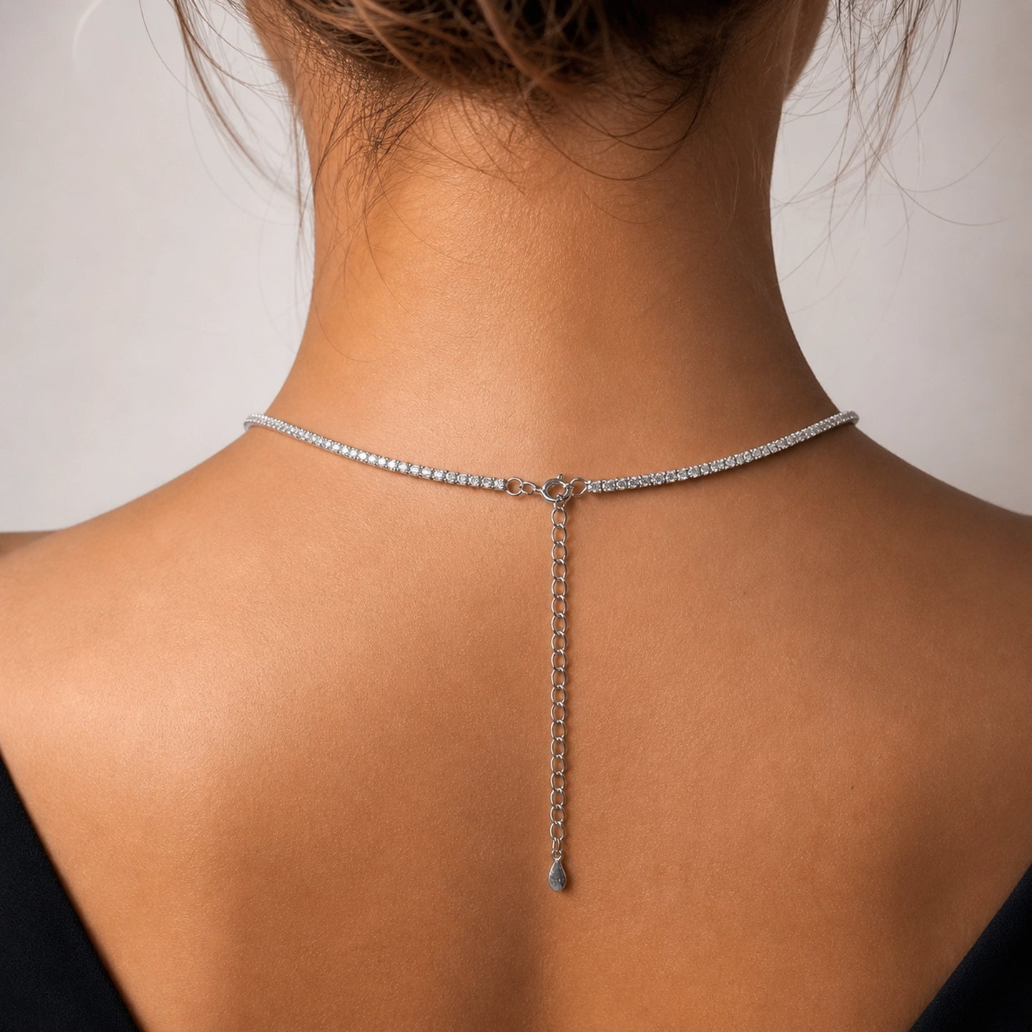 Sterling Silver Tennis Choker with Sparkling Cubic Zirconia