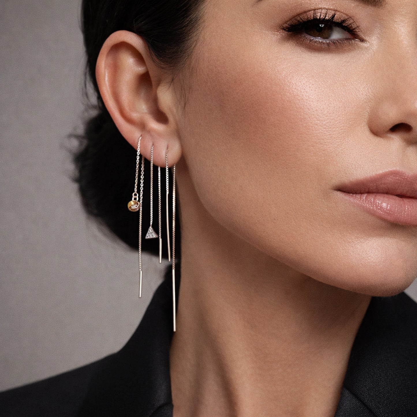 Trinity Knot Threader Earrings in Premium Sterling Silver