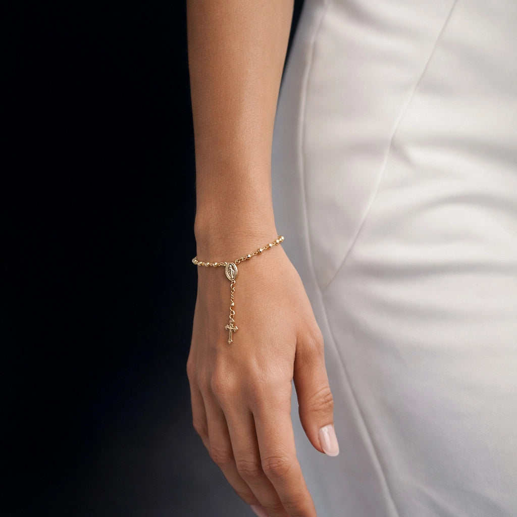 18K Gold Filled Virgin Mary Rosary Bracelet