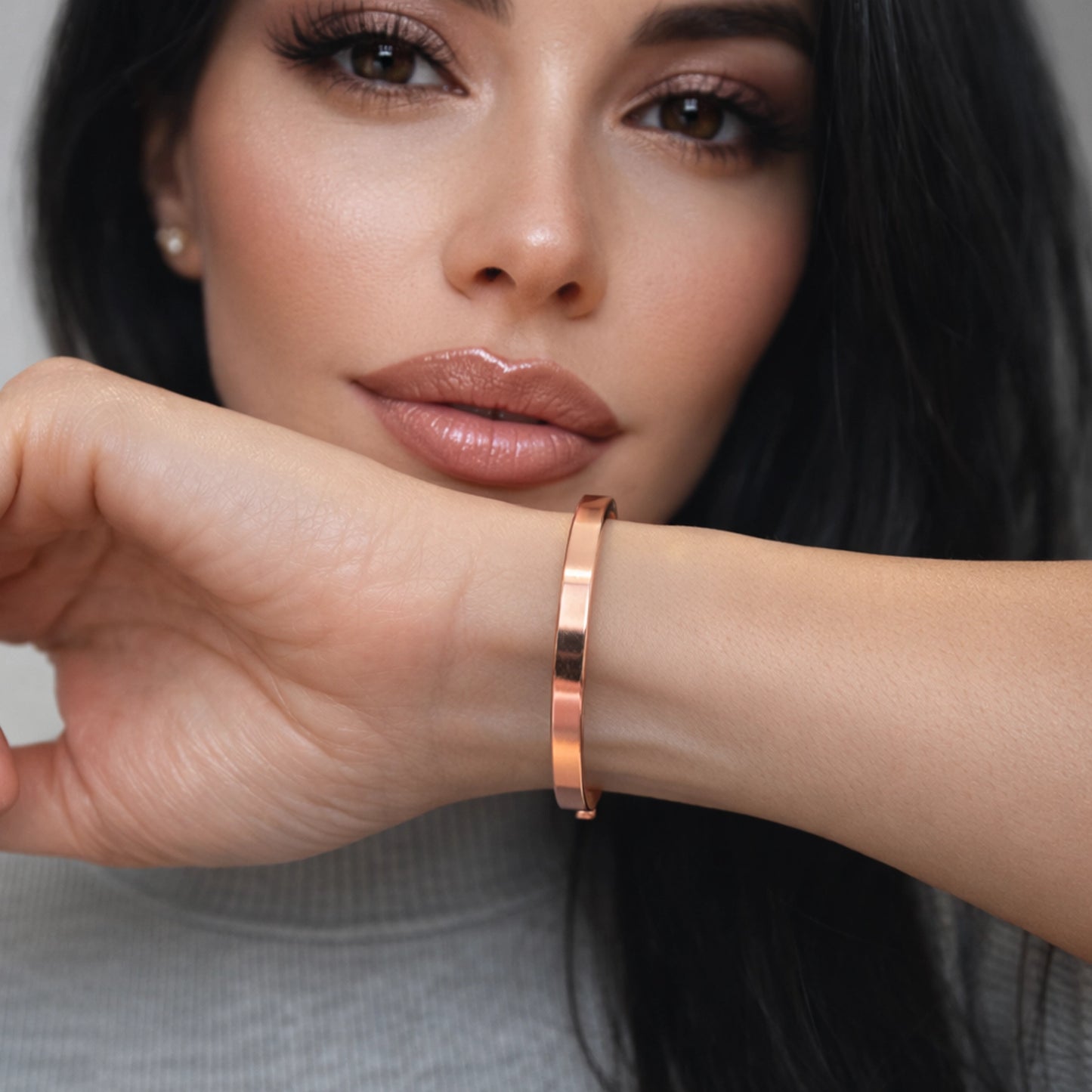 Solid Copper Tiny Stackable Cuff Bracelet for Women and Men