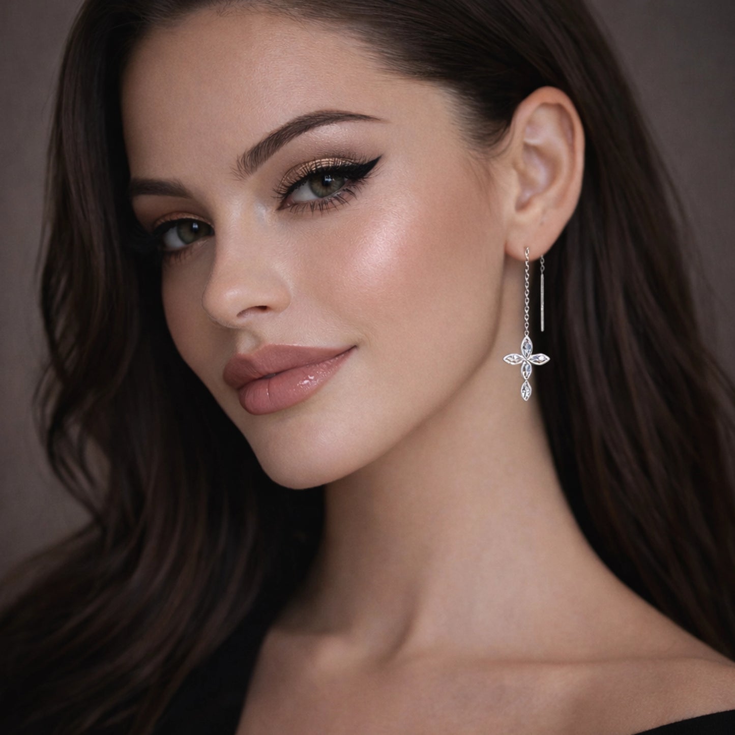 CZ Cross Threader Earrings