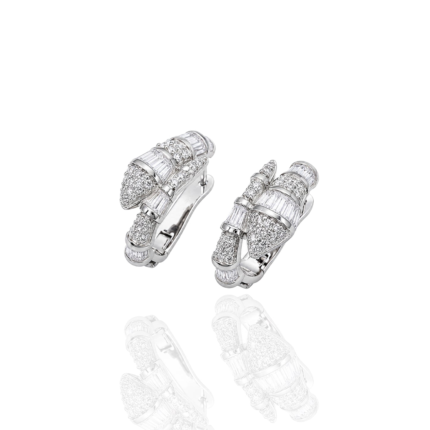 Snake Wrap Earrings in Sterling Silver with CZ Stones