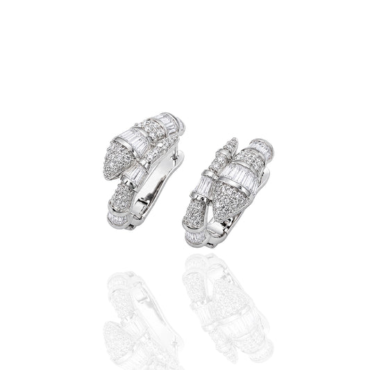Snake Wrap Earrings in Sterling Silver with CZ Stones