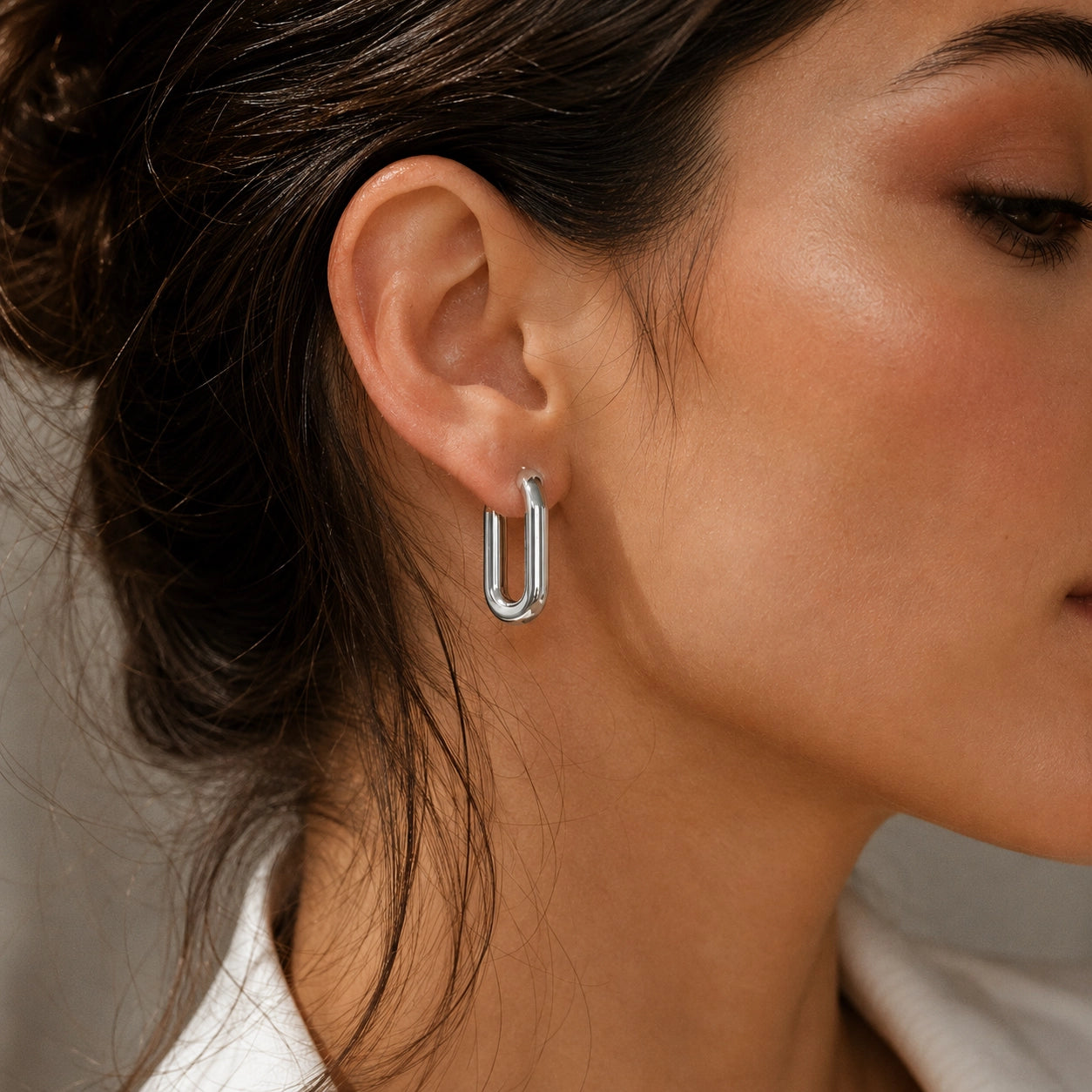 Chain Link Huggie Hoop Earrings